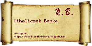 Mihalicsek Benke névjegykártya
